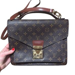 Louis Vuitton Authentic Monceau Travel Bag Monogram Canvas Cross Body Bag